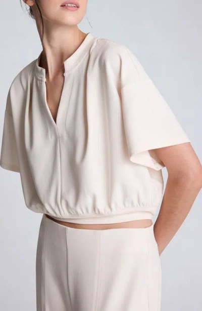 Kenneth Cole Short Sleeve Pullover With Pleated Shoulder In Neutral