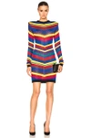 Balmain Chevron-striped Knitted Mini Dress In Multi