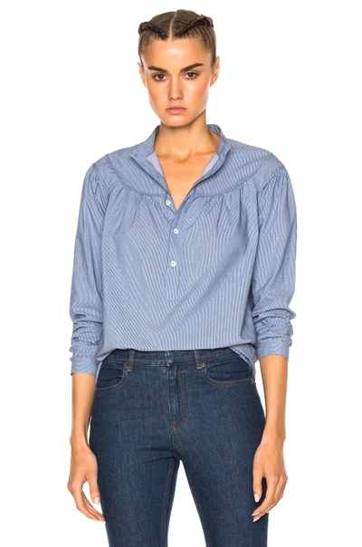 Shop Apc Sally Blouse In Blue, Stripes. In Blue Fonce