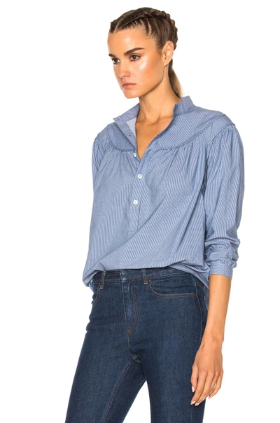 Shop Apc Sally Blouse In Blue, Stripes. In Blue Fonce