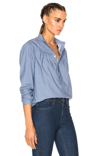 Shop Apc Sally Blouse In Blue, Stripes. In Blue Fonce