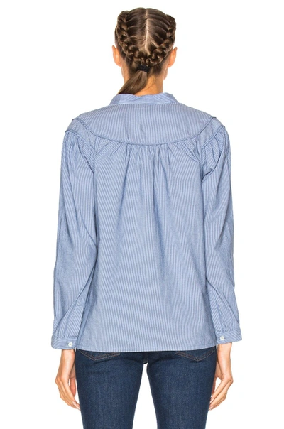 Shop Apc Sally Blouse In Blue, Stripes. In Blue Fonce