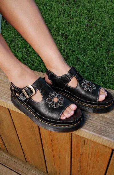 Dr. Martens Dunnet Flower Full Grain Leder Sandalen In Black
