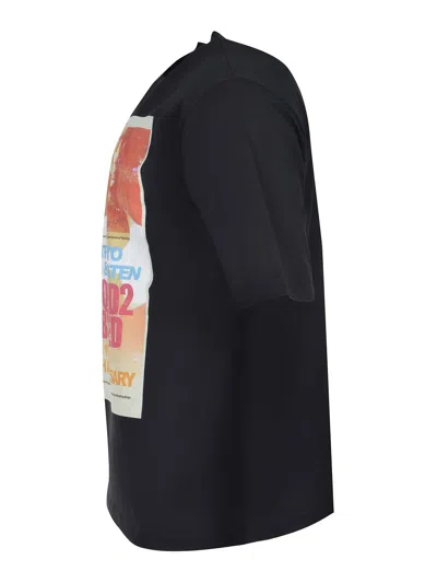 Dsquared2 Black Regular Graphic T-shirt In Multi