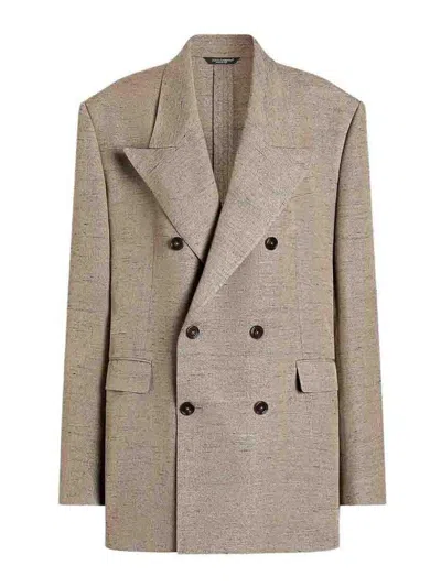 Dolce & Gabbana Grey Viscose Jacket In Brown
