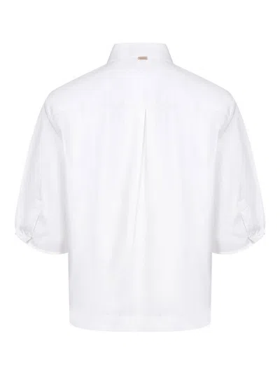 Herno Boxy White Poplin Shirt With Grosgrain Ribbon Tie In Black