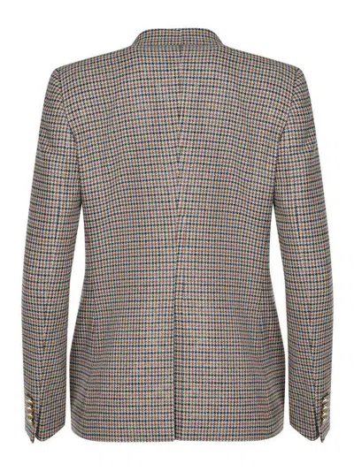 Tagliatore Houndstooth-pattern Buttoned Blazer In Gray