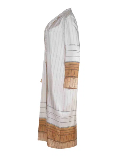Alysi Single Breasted Striped Coat In Multi