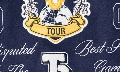 True Religion Varsity Wool Logo Patch Jacket In Blue