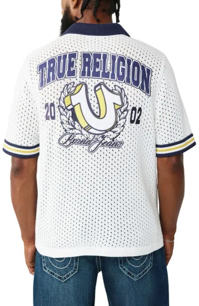 True Religion Horseshoe Crest Knit Shirt In Multi
