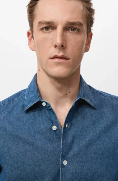 Mango Denim Button-up Shirt In Blue