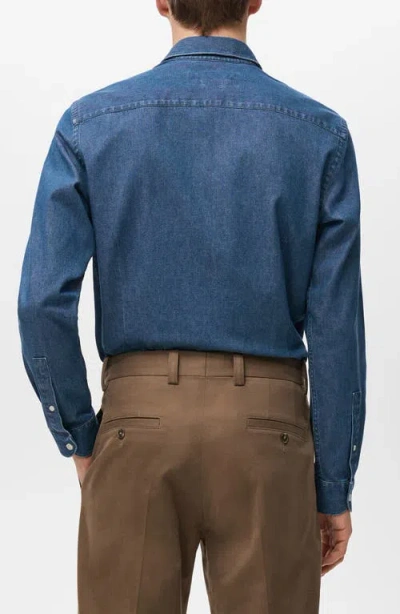 Mango Denim Button-up Shirt In Blue