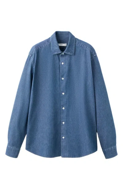 Mango Denim Button-up Shirt In Blue