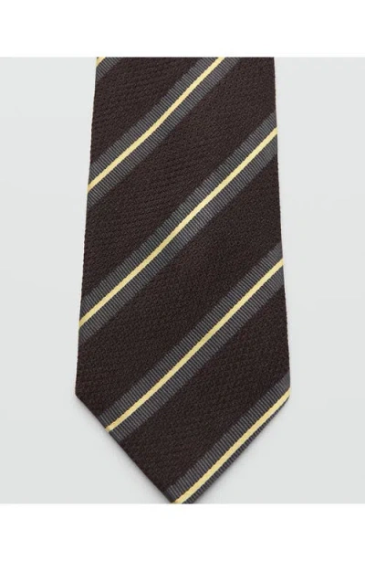 Mango Combined Stripe Tie In Brown