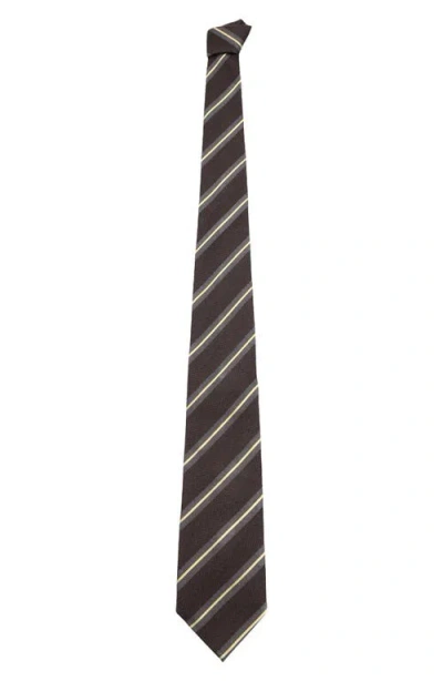 Mango Combined Stripe Tie In Brown