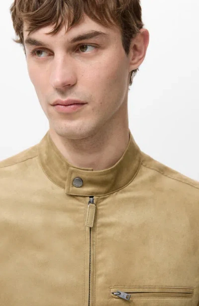Mango Suede-effect Biker Jacket In Brown