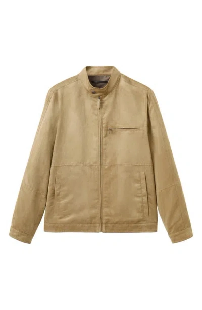Mango Suede-effect Biker Jacket In Brown