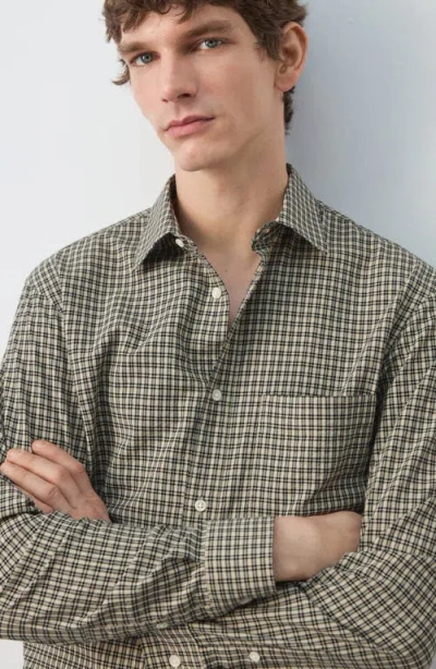 Mango Regular Fit Check Cotton Blend Button-up Shirt In Multi