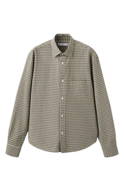 Mango Regular Fit Check Cotton Blend Button-up Shirt In Multi