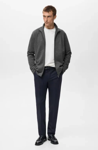 Mango Regular Fit Zip Jacket In Gray