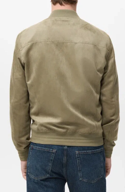 Mango Suede-effect Bomber Jacket Khaki In Brown