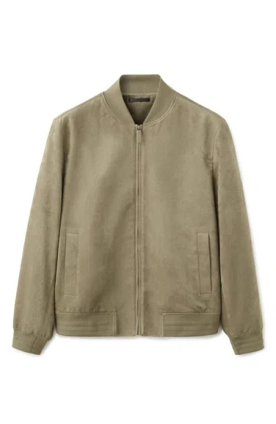 Mango Suede-effect Bomber Jacket Khaki In Brown