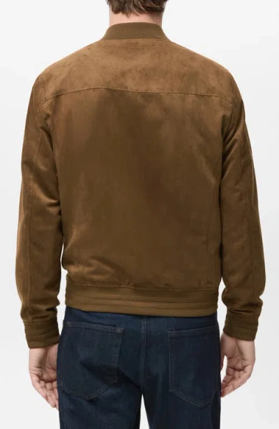 Mango Suede-effect Bomber Jacket Cognac In Brown