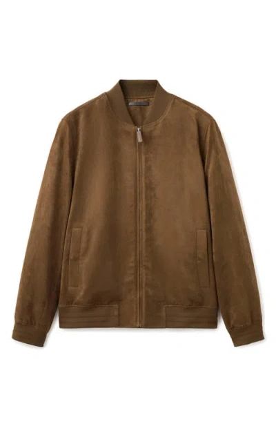 Mango Suede-effect Bomber Jacket Cognac In Brown