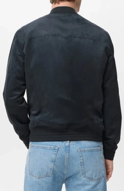 Mango Suede-effect Bomber Jacket Navy In Blue