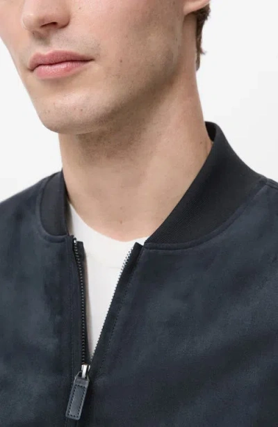 Mango Suede-effect Bomber Jacket Navy In Blue