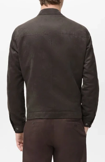Mango Suede-effect Biker Jacket Brown In Brown