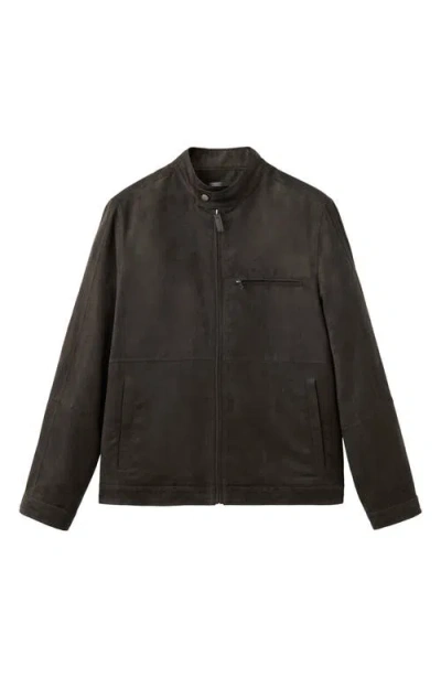 Mango Suede-effect Biker Jacket Brown In Brown