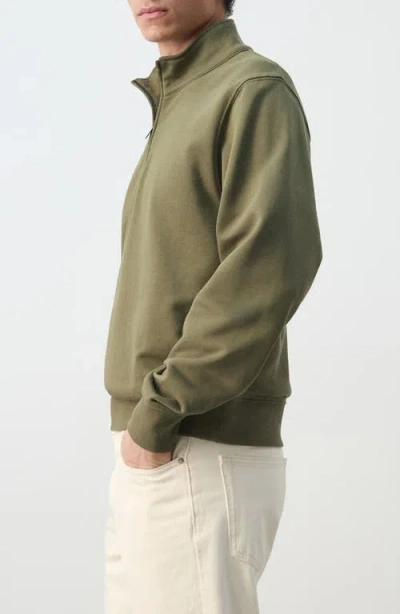 Mango Quarter Zip Pullover In Green