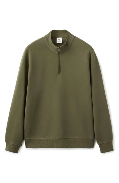 Mango Quarter Zip Pullover In Green