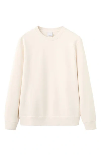 Mango Regular Fit Cotton Sweatshirt In White