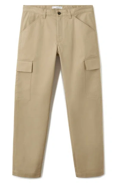 Mango Relaxed Fit Flat Front Cargo Pants In Brown