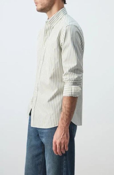 Mango Regular Fit Stripe Button-up Shirt In Green