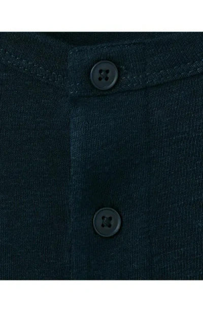 Mango Linen Blend Henley In Blue
