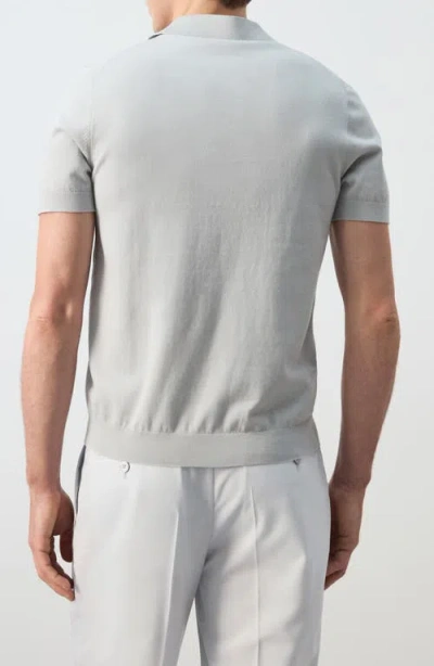 Mango Solid Cotton Polo Sweater In Gray