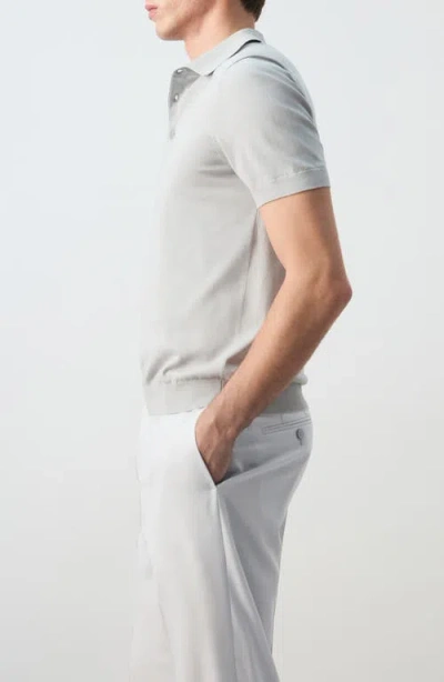 Mango Solid Cotton Polo Sweater In Gray