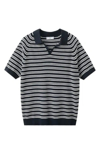 Mango Stripe Knit Polo In Multi