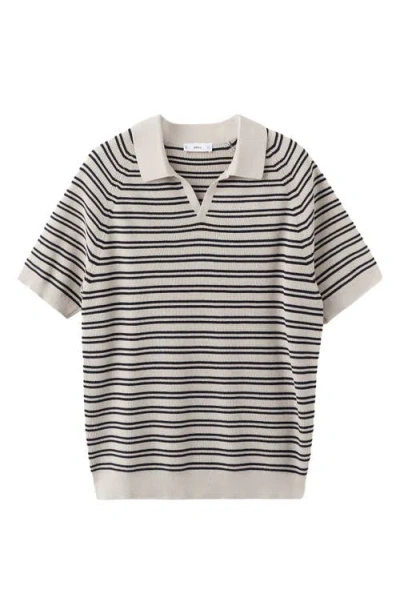 Mango Stripe Knit Polo In Multi