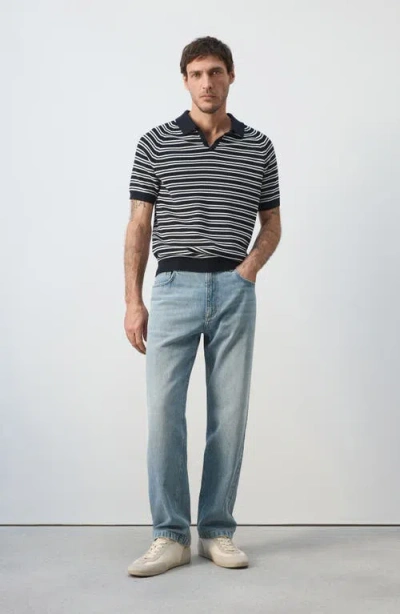 Mango Stripe Knit Polo In Multi