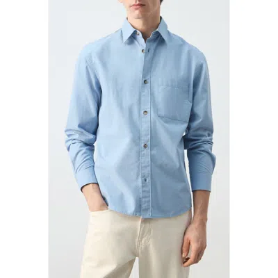 Mango 100% Cotton Relaxed-fit Shirt In Blue
