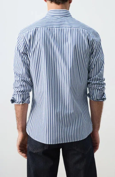 Mango Regular Fit Stripe Button-up Shirt In Blue