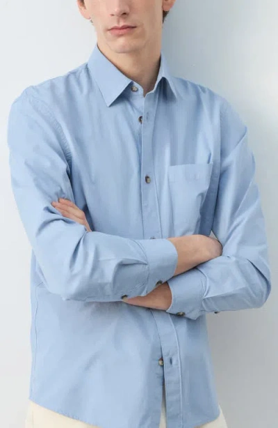 Mango 100% Cotton Relaxed-fit Shirt In Blue