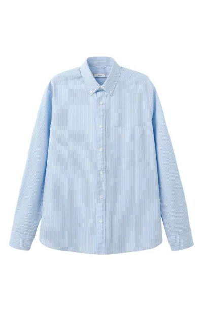 Mango Regular Fit Stripe Button-up Shirt In Blue