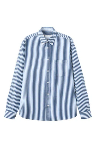 Mango Regular Fit Stripe Button-up Shirt In Blue