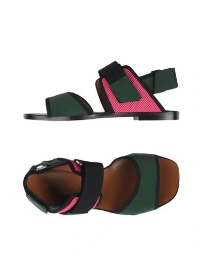 Shop Marni Sandals In Emerald Green