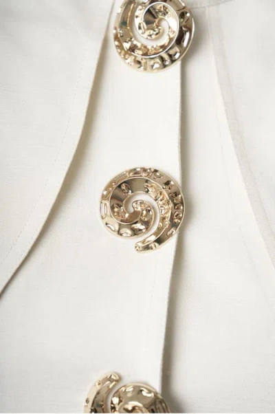 Sable Narea Shell-button Linen Top In White